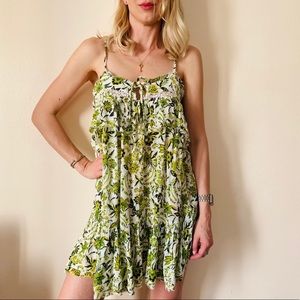 Free People Summer Ruffle Floral Print Mini Dress